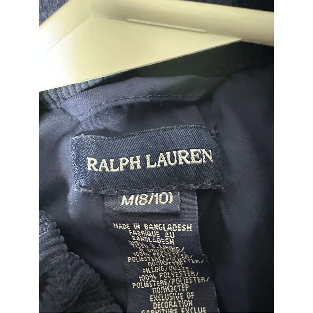 Ralph Lauren Quilted Corduroy Jacket Kids Size M 8/10 No Belt Snap Closure